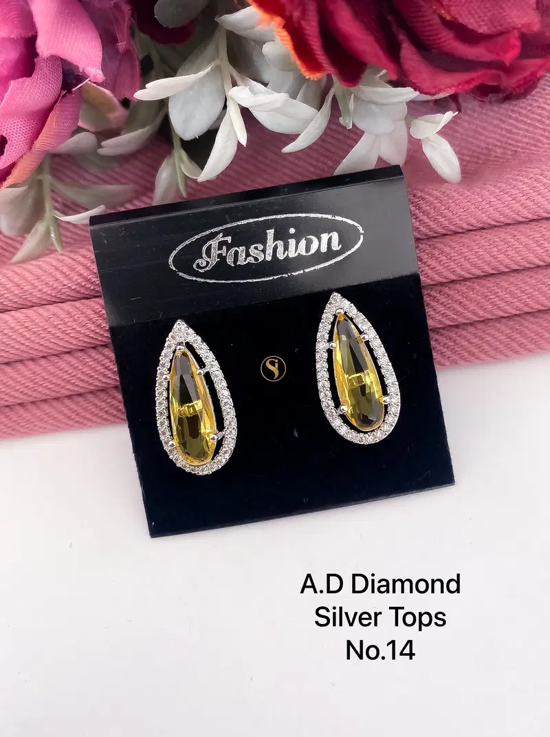 Designer Single AD Diamond Silver Tops 2 Wholesale Shop In Surat
